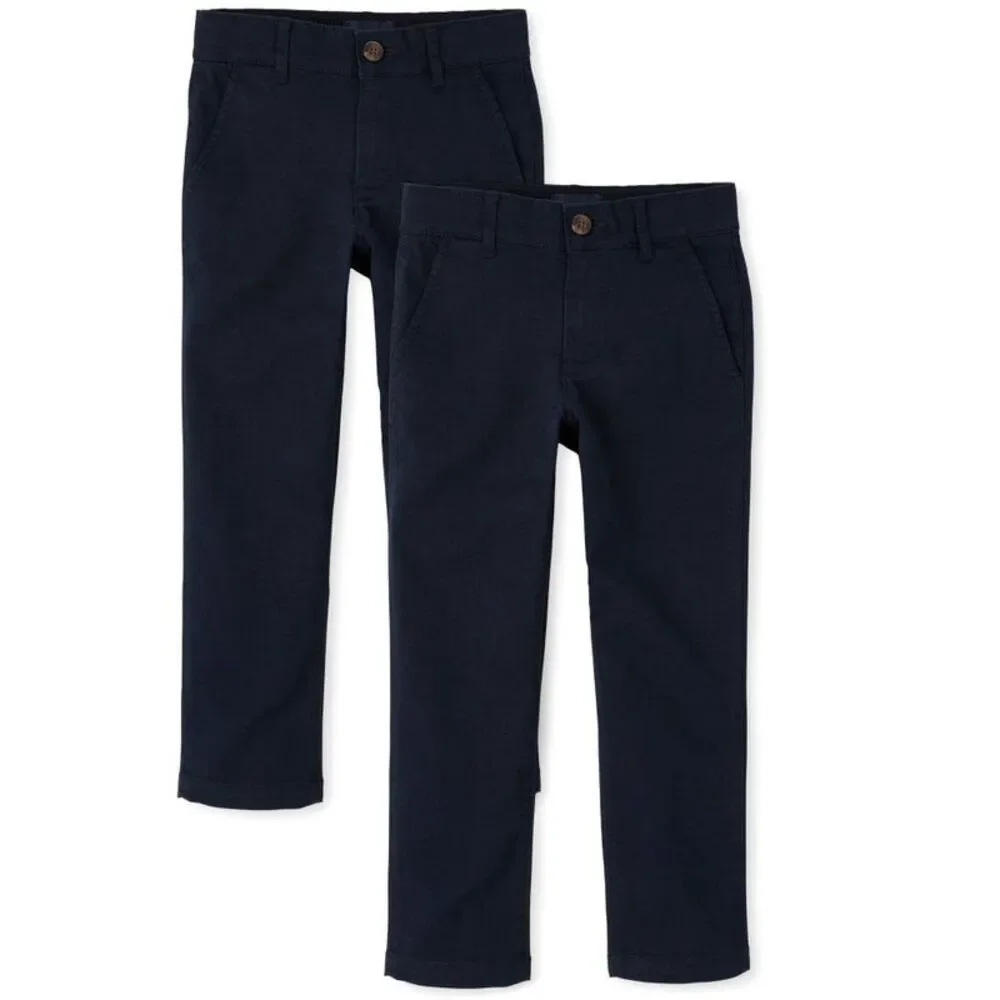The Children's Place Boys Uniform Stretch Skinny Chino Pants 2-Pack Blue 5